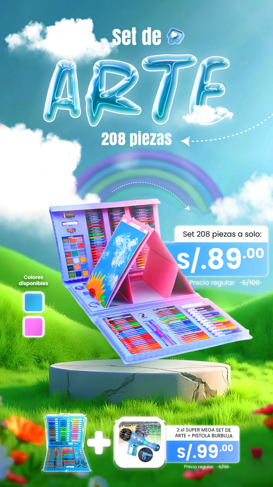MEGA SET DE ARTE DE 208 PIEZAS