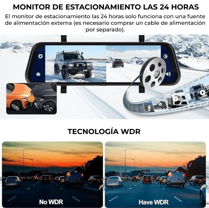 ESPEJO RETROVISOR CON DOBLE CAMARA