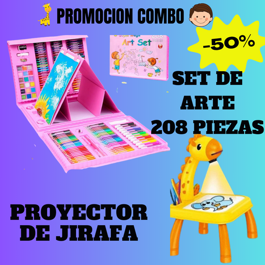 2 x1 SET DE ARTE DE 208 PIEZAS + PROYECTOR JIRAFA 🦒