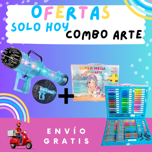 2 x1 SUPER MEGA SET DE ARTE + PISTOLA BURBUJA